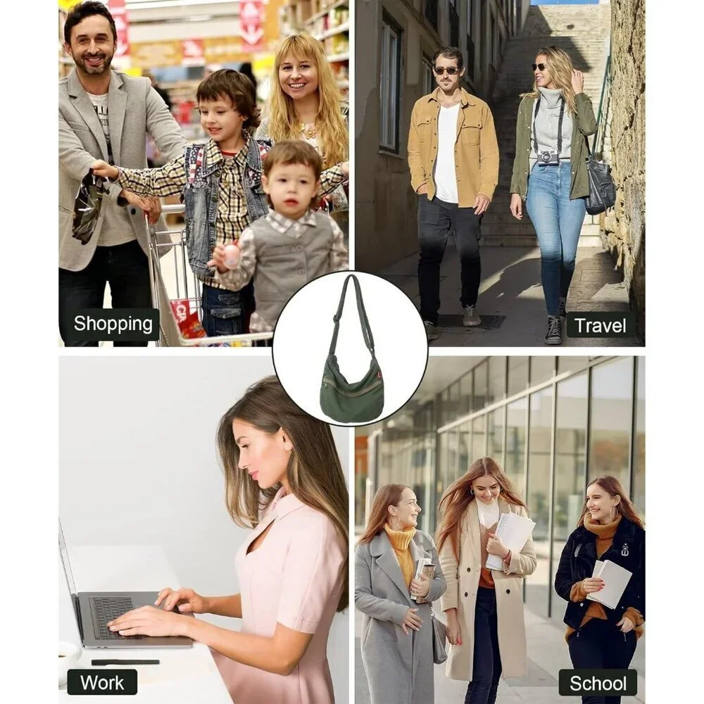 Canvas Crossbody Bag Women Large Capacity Travel Work Hiking Tote